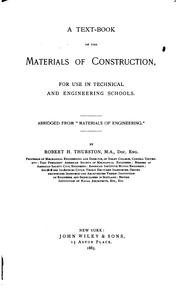 Cover of: A Text-book of the Materials of Construction, for Use in Technical and Engineering Schools ...