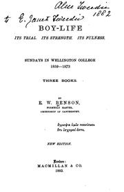 Cover of: Boy-life, Its Trial, Its Strength, Its Fulness: Sundays in Wellington College, 1859-1873 : Three ...