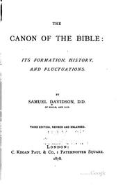 Cover of: The Canon of the Bible: Its Formation, History, and Fluctuations by Samuel Davidson