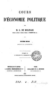 Cover of: Cours d'économie politique, professé au Musée royal de l'industrie belge