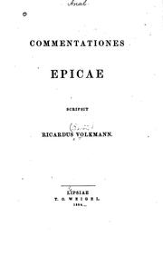 Cover of: Commentationes epicae