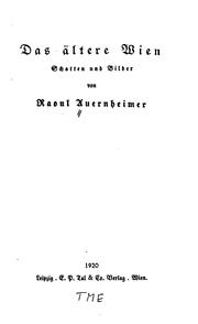 Cover of: Das ältere Wien