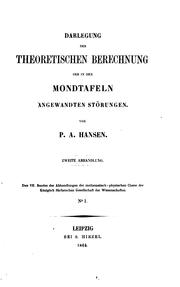 Cover of: Darlegung der theoretischen Berechnung der in den Mondtafeln angewandten Störungen: 2. Abhandlung