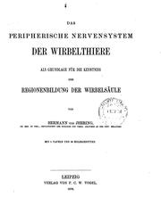 Cover of: Das peripherische Nervensystem der Wirbelthiere: Als Grundlage Für die Kenntniss der ...