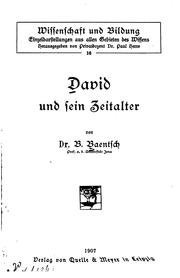 Cover of: David und sein Zeitalter/ C von B. Baentsch