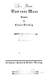 Cover of: Das rote Meer; Roman von Clara Viebig