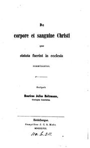 Cover of: De Corpore et Sanguine Christi
