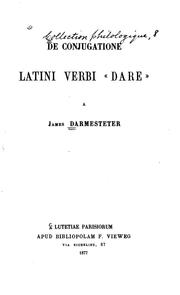 Cover of: De conjugatione Latini verbi "dare"