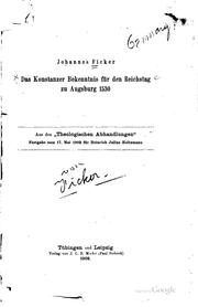 Cover of: Das Konstanzer Bekenntnis für den Reichstag zu Augsburg 1530...