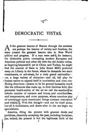 Cover of: Democratic Vistas: And Other Papers