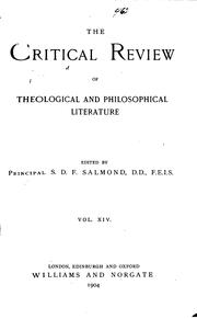 Cover of: The Critical Review of Theological & Philosophical Literature