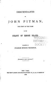 Cover of: Descendants of John Pitman the First of the Name in the Colony of Rhode Island