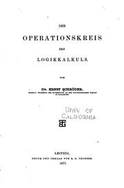 Cover of: Der Operationskreis des Logikkalkuls by Ernst Schröder