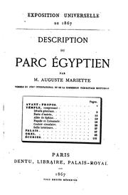 Cover of: Description du parc égyptien