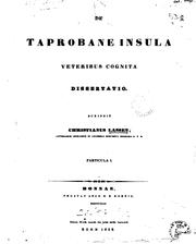 Cover of: De Taprobane insula veteribus cognita