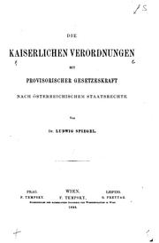 Cover of: Die kaiserlichen Verordnungen mit provisorischer Gesetzeskraft nach ...