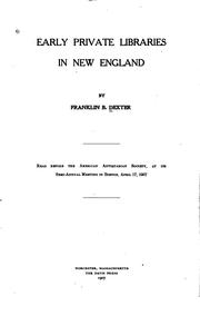 Cover of: Early Private Libraries in New England