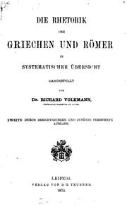 Cover of: Die Rhetorik der Griechen und Römer in systematischer Übersicht
