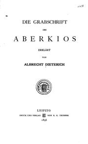 Cover of: Die Grabschrift des Aberkios