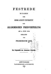 Cover of: Die Originalität der römischen Litteratur
