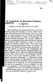 Cover of: Die Vorgeschichte des Homerischen Hexameters