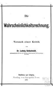 Cover of: Die Wahrscheinlichkeitsrechnung: Versuch einer Kritik