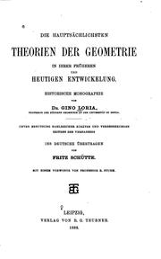 Cover of: Die hauptsachlichsten Theorien der Geometrie in ihrer früheren und heutigen Entwickelung