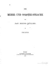 Cover of: Die Mehri- und Soqot̥ri-sprache