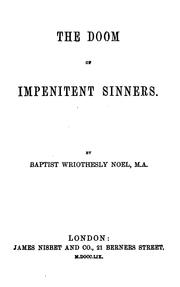 Cover of: The doom of impenitent sinners