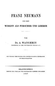 Cover of: Franz Neumann und Seim Wiken als Forscher und Lehrer