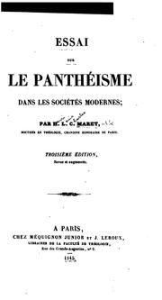 Cover of: Essai sur le panthéisme dans les sociétés modernes