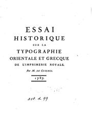 Cover of: Essai historique sur la typographie orientale et grecque de l'Imprimerie Royale