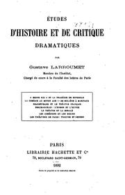 Cover of: etudes d'histoire et de critique dramatiques