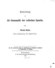 Cover of: Einleitung in die Grammatik der vedischen Sprache