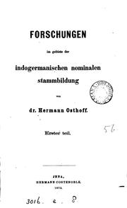 Cover of: Forschungen im gebiete der indogermanischen nominalen stammbildung