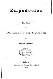 Cover of: Empedocles: Eine Studie zur Philosophie der Griechen