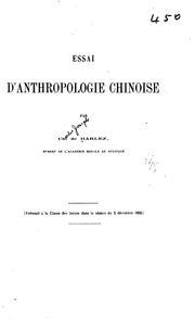 Cover of: Essai d'anthropologie chinoise