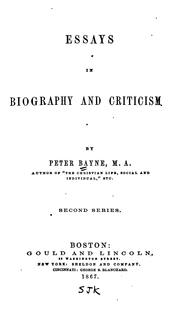 Cover of: Essays in Biography and Criticism