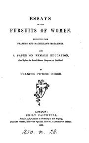 Cover of: Essays on the pursuits of women. Also a paper on Female education