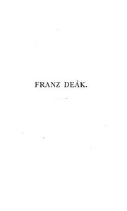 Cover of: Franz Deák