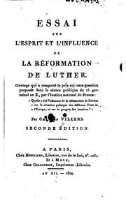 Cover of: Essai sur l'esprit et l'influence de la réformation de Luther