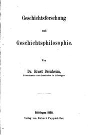 Cover of: Geschichtsforschung und Geschichtsphilosophie