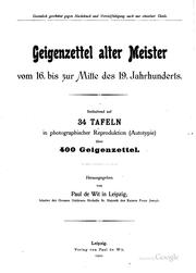 Cover of: Geigenzettel Alter Meister vom 16. Bis zur Mitte des 19. Jahrhunderts ...