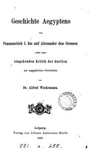 Cover of: Geschichte Aegyptens von Psammetich i. bis auf Alexander den Grossen