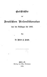 Cover of: Geschichte der deutschen Polenlitteratur von den Anfängen bis 1800.