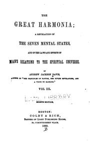Cover of: The Great harmonia v. 5, 1883 by Andrew Jackson Davis