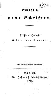 Cover of: Goethe's neue Schriften...