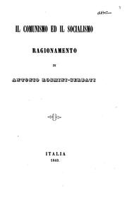Cover of: Il comunismo ed il socialismo: ragionamento by Antonio Rosmini