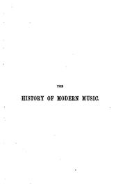 Cover of: The history of modern music, lectures