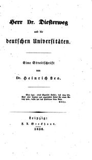 Cover of: Herr dr.[i.e. Doktor] Diesterweg und die deutschen Universitäten: Eine ...